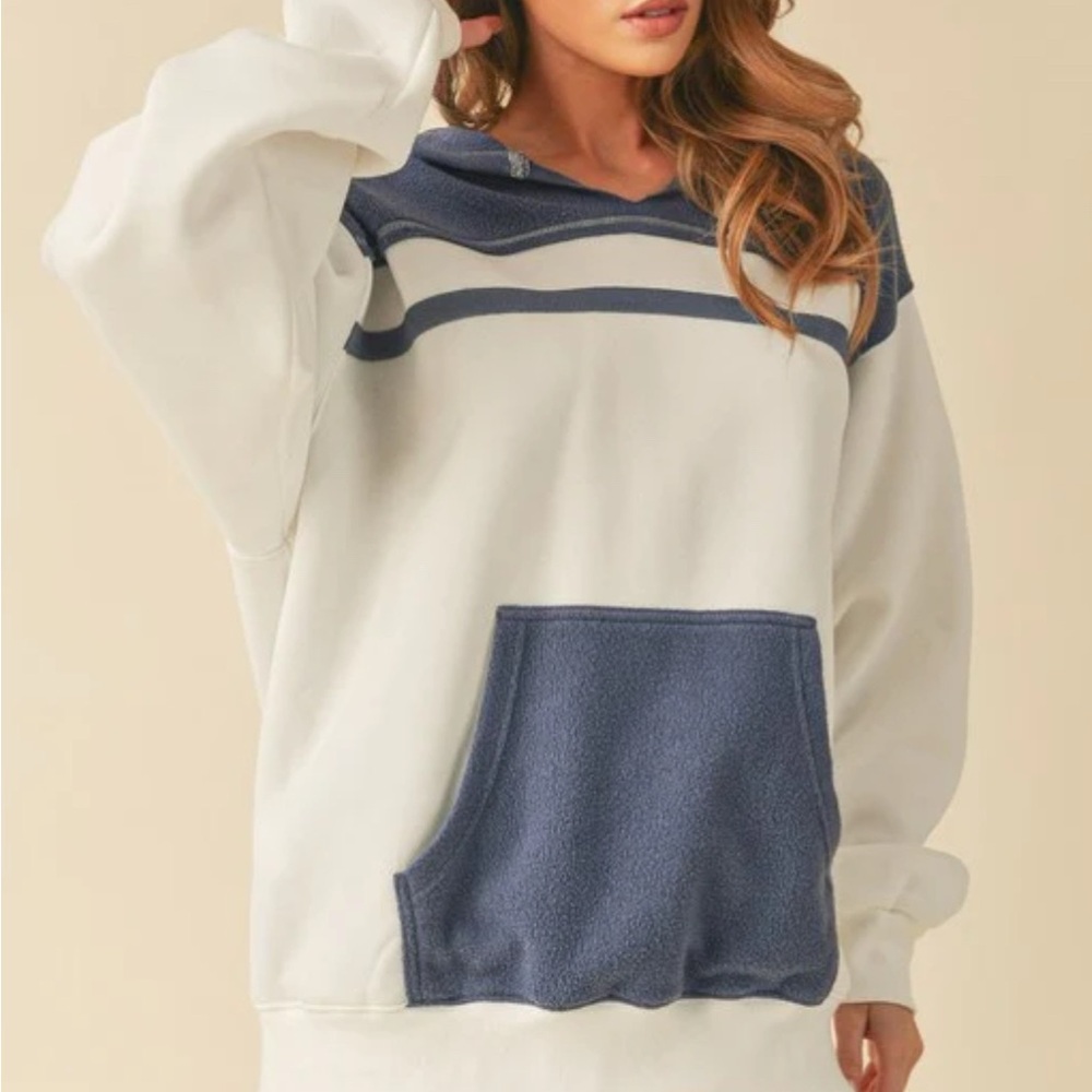 Women's Blue and White Hoodie
